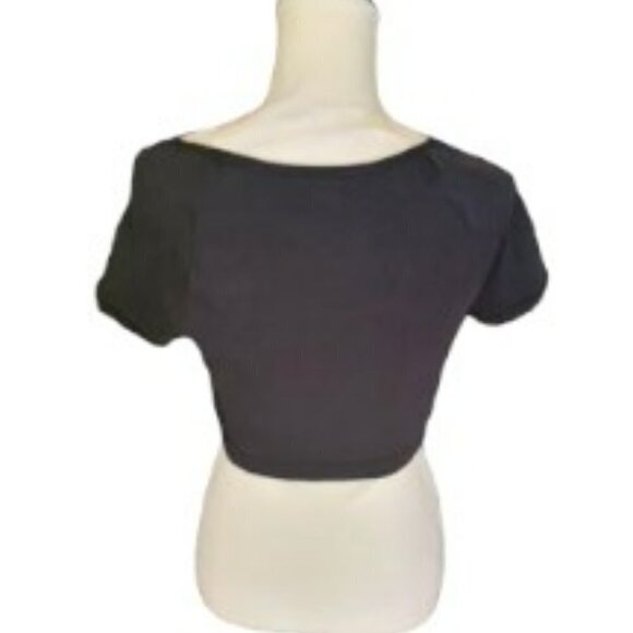 Silence + Noise Black Short Sleeve Crop Top in Size Medium - Picture 3 of 4